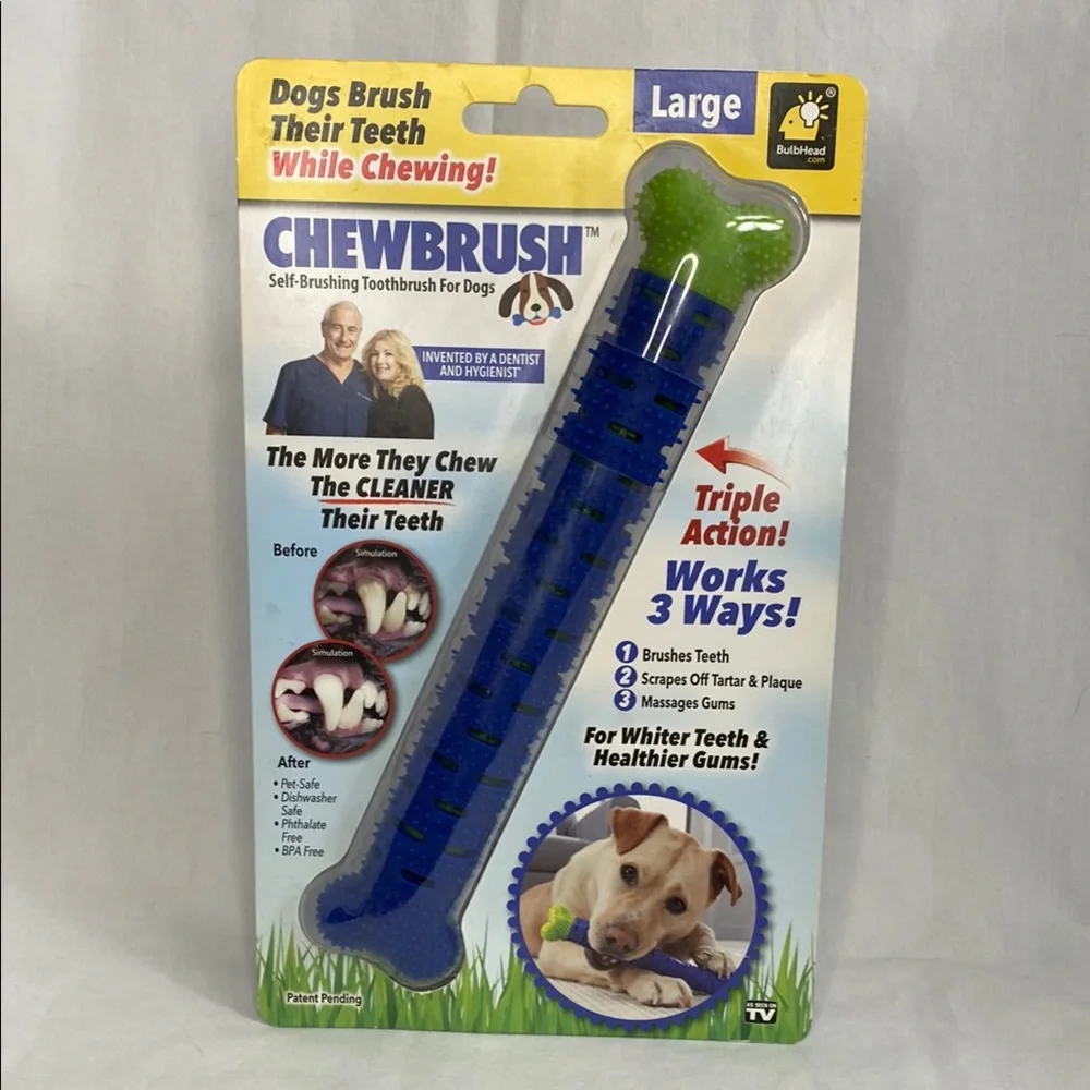 ChewBrush Large Dogs Blue ~ Self Brushing Toothbrush while Chewing